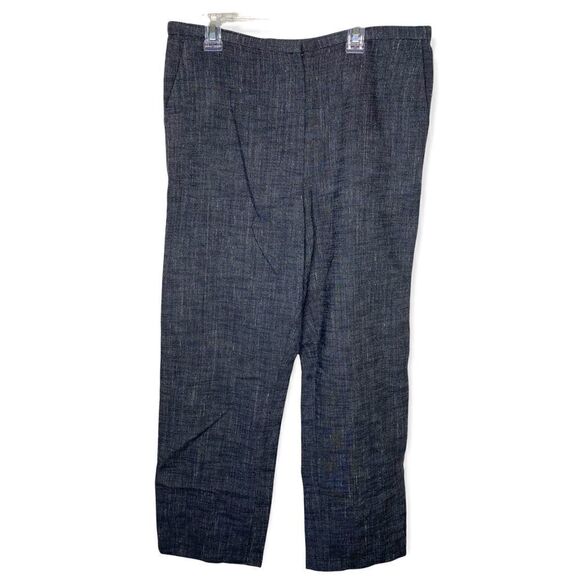Eileen Fisher Linen Blend Black and Grey Straight Leg Pants Size Medium - Picture 1 of 5